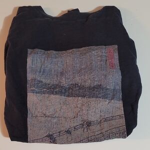 Uniqlo Black Tote Bag with Artistic Print